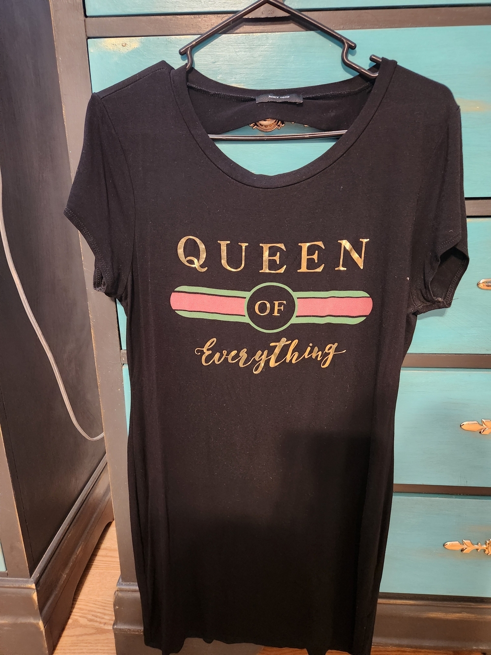 Queen of Everything Women's Graphic Tee Shirt Dress  - Black